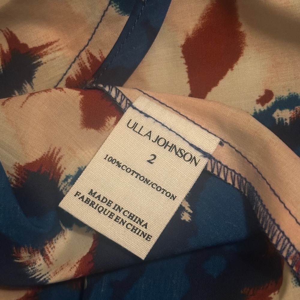 NEW Ulla Johnson Imara Blue Floral Cotton Short Sleeve Midi Dress | size 2 - Picture 15 of 16